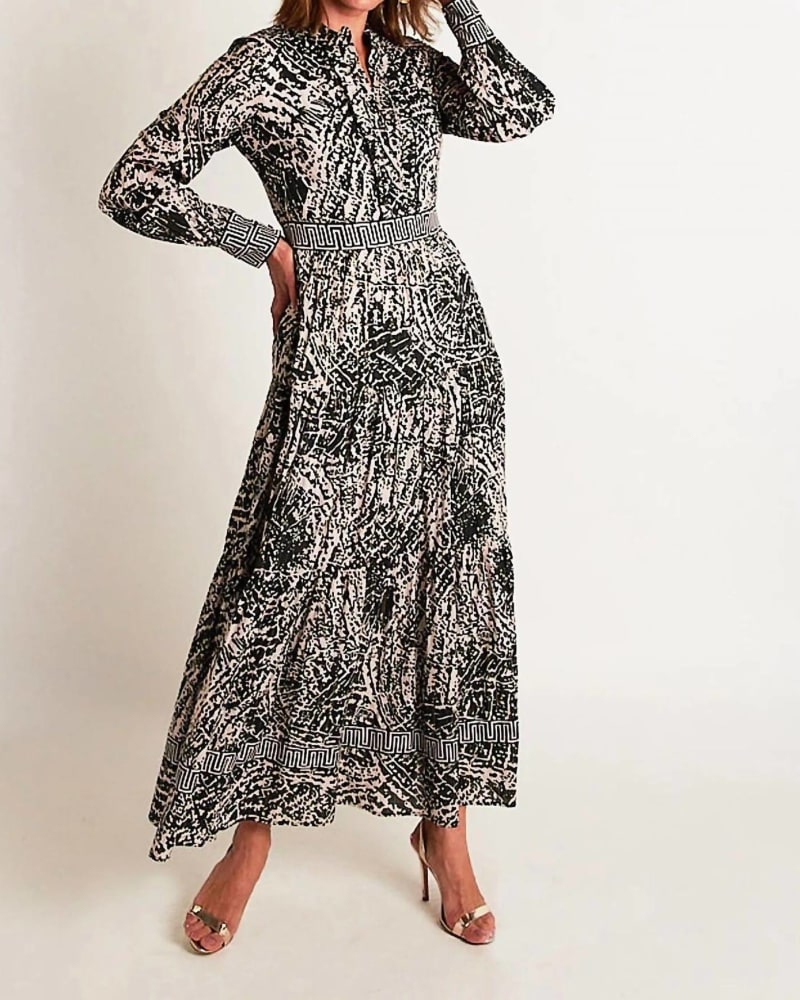 Front of a model wearing a size L Annabelle Maxi In Black/Gold in Black/Gold by CK BRADLEY. | dia_product_style_image_id:346885